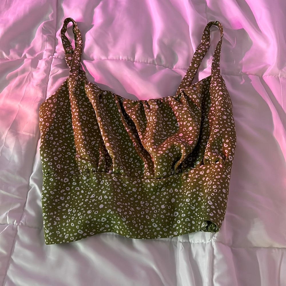 Green Printed Tank top